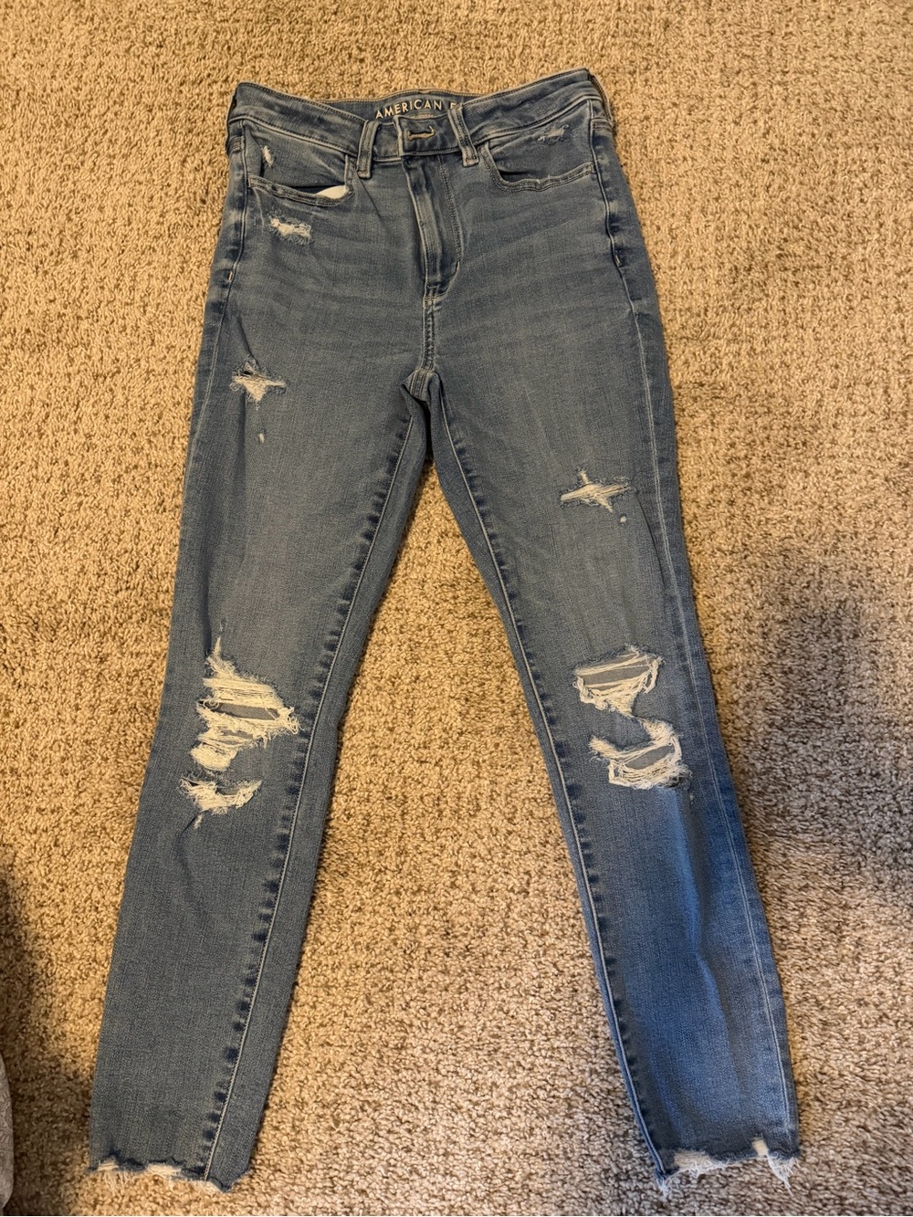 American Eagle Outfitters Distressed Light Blue Skinny Jeans